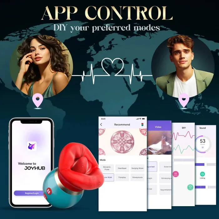 Lurevibe Female Sex Toys Lurevibe 3 in 1 App Remote Control Big Mouth Vibrator With 360 Tongue Licking Sucking Vibrating
