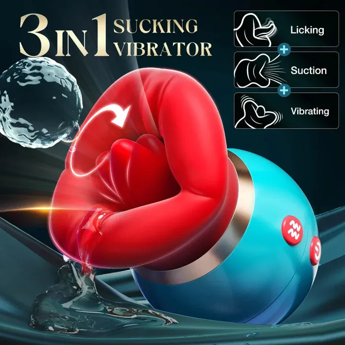 Lurevibe Female Sex Toys Lurevibe 3 in 1 App Remote Control Big Mouth Vibrator With 360 Tongue Licking Sucking Vibrating