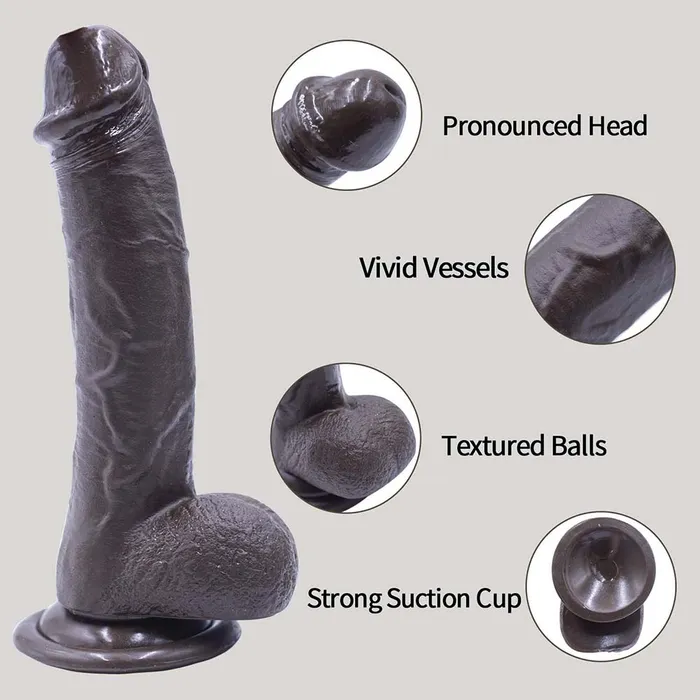 lurevibe Female Sex Toys Strapon Dildo Realistic Silicone Dildo with Wearable Sex Harness for Couple Pegging Women Lesbian Sex Fun 76 Black