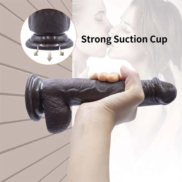 lurevibe Female Sex Toys Strapon Dildo Realistic Silicone Dildo with Wearable Sex Harness for Couple Pegging Women Lesbian Sex Fun 76 Black