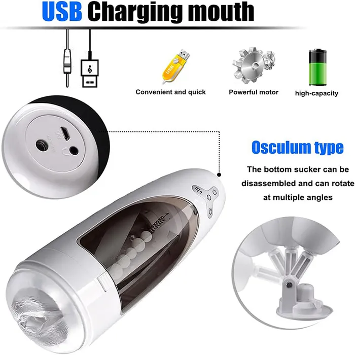 lurevibe Lurevibe 5Frequency Suction 10Frequency Rotation Male Masturbator Male Sex Toys