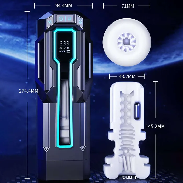 Male Sex Toys Lurevibe Lurevibe 3in1 Telescopic Sucking Vibrating Deepthroat Male Masturbator