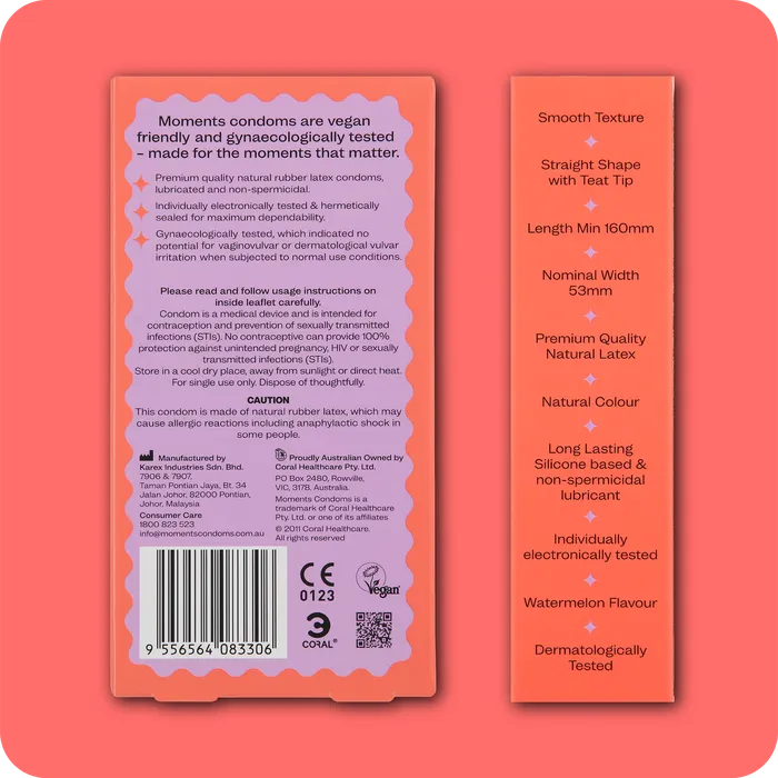 Moments Condoms Moments Watermelon 3 Packs Vibrators