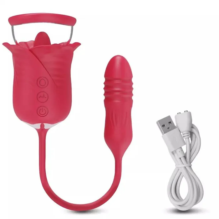 Rose Petal Sucking Telescopic Vibrator wesweetie Vibrators