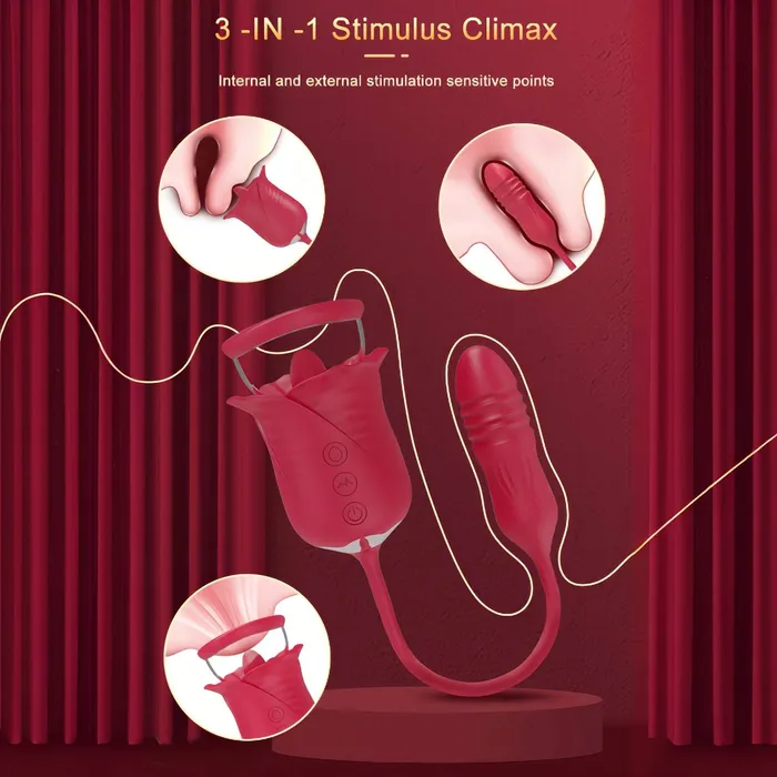Rose Petal Sucking Telescopic Vibrator wesweetie Vibrators