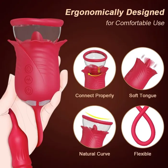 Rose Petal Sucking Telescopic Vibrator wesweetie Vibrators
