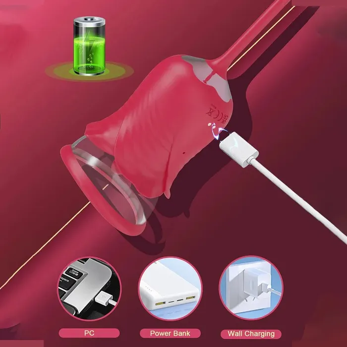 Rose Petal Sucking Telescopic Vibrator wesweetie Vibrators