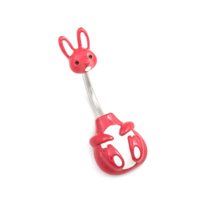 14g 38 Red Woodland Bunny Belly Button Ring Painful Pleasures Vibrators