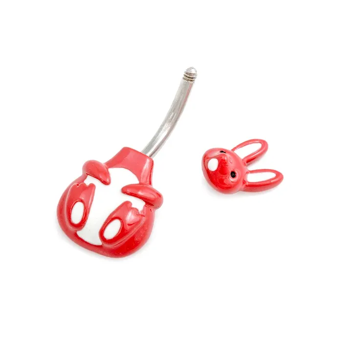 14g 38 Red Woodland Bunny Belly Button Ring Painful Pleasures Vibrators