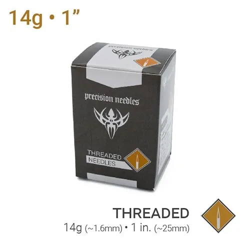14g Threaded Sterilized 1 Piercing Needles Box of 100 Precision Needles Anal 14g Threaded Sterilized 1 Piercing Needles Box of 100 Precision Needles Anal