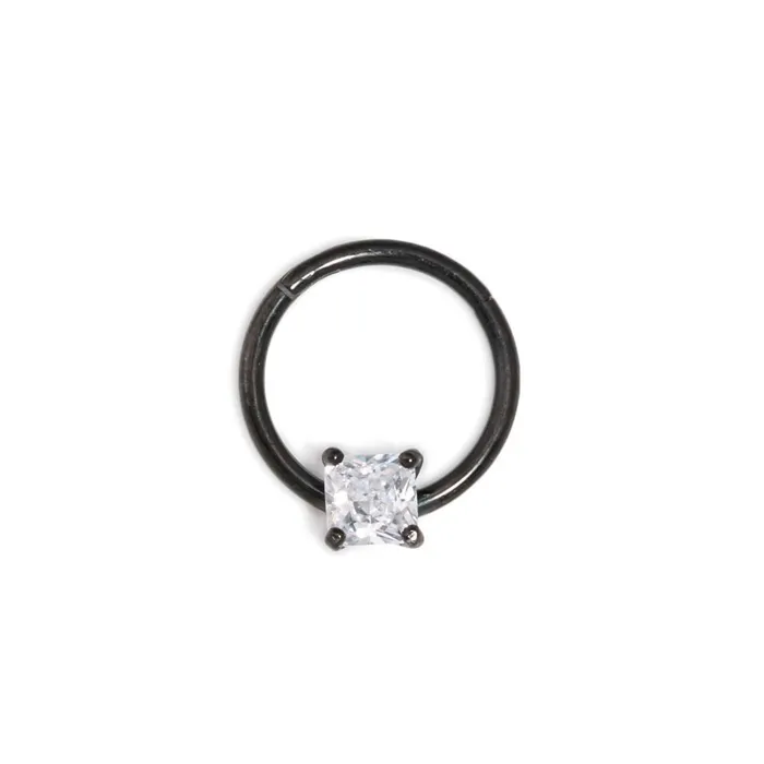 16g Black PVD Septum Clicker with Square Crystal Price Per 1 Painful Pleasures Anal 16g Black PVD Septum Clicker with Square Crystal Price Per 1 Painful Pleasures Anal