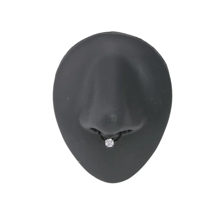 16g Black PVD Septum Clicker with Square Crystal Price Per 1 Painful Pleasures Anal