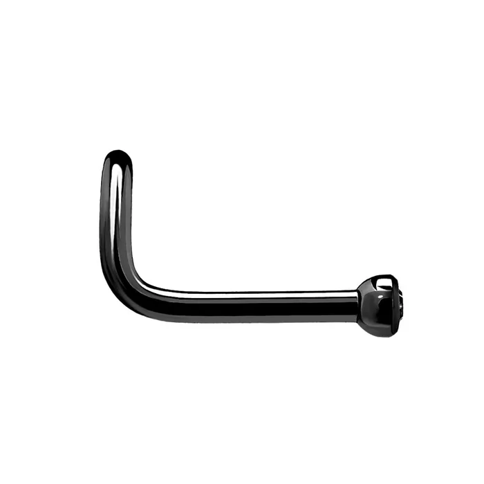 18g Nostril Screw PVD Black Titanium w Martini BezelSet Jewel Price Per 1 Painful Pleasures Anal