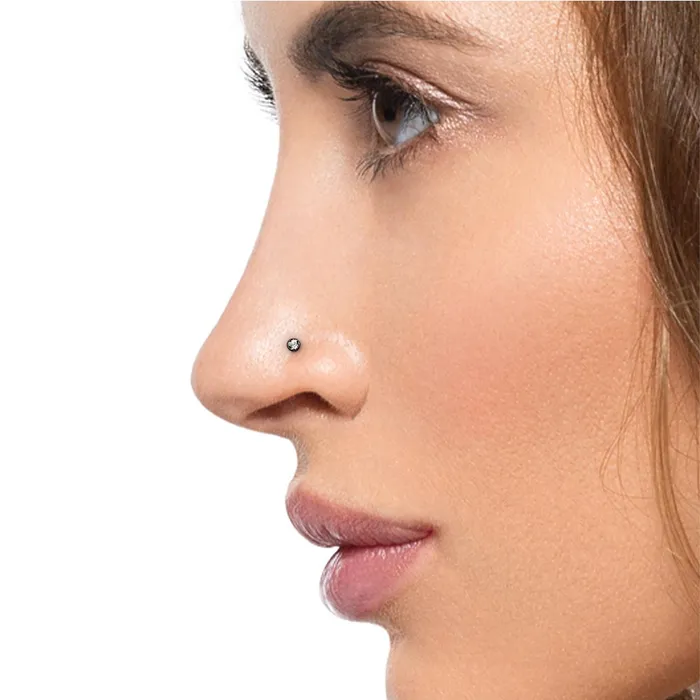 18g Nostril Screw PVD Black Titanium w Martini BezelSet Jewel Price Per 1 Painful Pleasures Anal