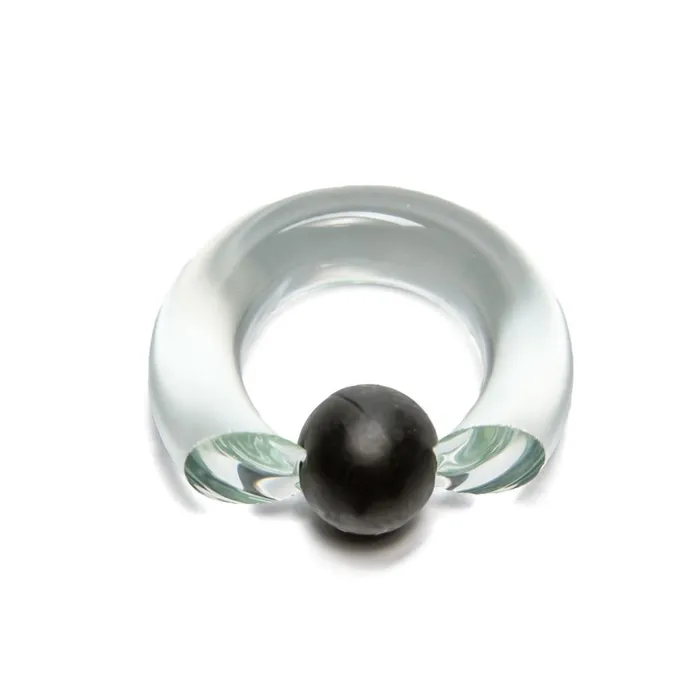 8g00g Clear Vampire End Glass Captive Bead Ring with Black Silicone Ball Painful Pleasures Anal 8g00g Clear Vampire End Glass Captive Bead Ring with Black Silicone Ball Painful Pleasures Anal