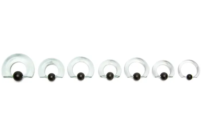 8g00g Clear Vampire End Glass Captive Bead Ring with Black Silicone Ball Painful Pleasures Anal