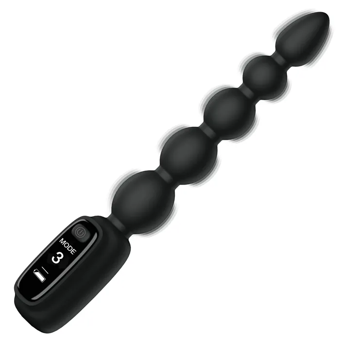 Anal Bang Silicone Vibrating Anal Beads with Digital Display Black XR Brands Anal Bang Silicone Vibrating Anal Beads with Digital Display Black XR Brands
