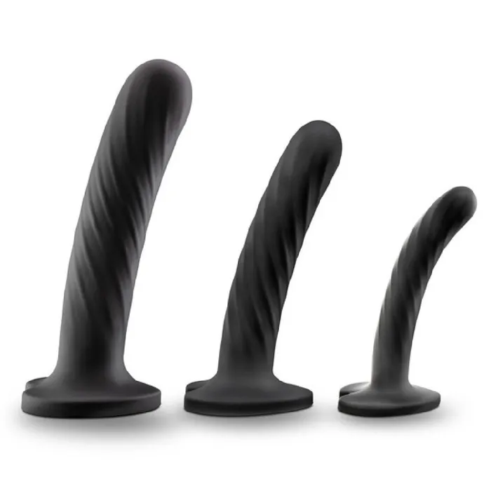 Anal Blush Temptasia Twist Set Of 3 Silicone Pegging Dildos Black