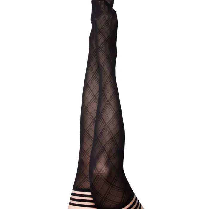 Anal Kixies Kixies Tiffany Semi Sheer Black with Diamonds Thigh Highs sizes AD