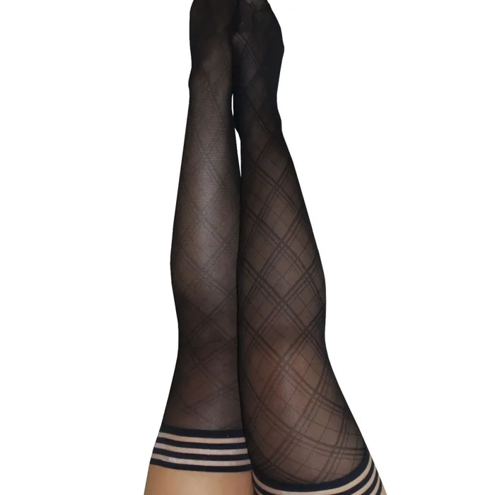 Anal Kixies Kixies Tiffany Semi Sheer Black with Diamonds Thigh Highs sizes AD