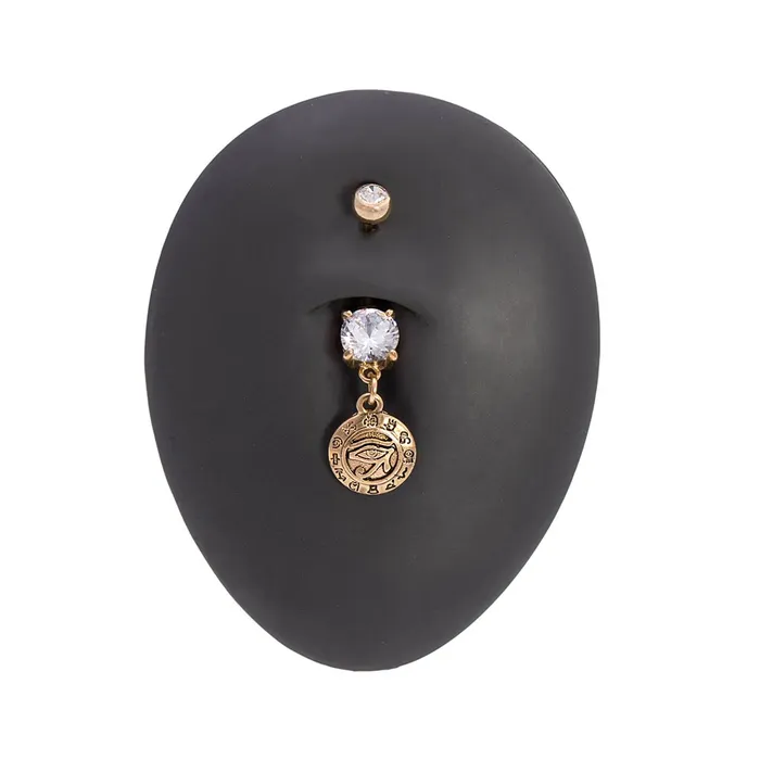 Anal Painful Pleasures 14g 38 PVD Gold Crystal Jewel Eye of Horus Dangle Belly Button Ring