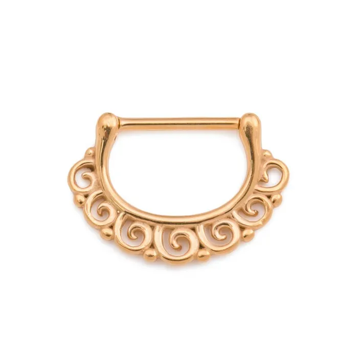 Anal Painful Pleasures 14g Spiraling PVD Gold Steel Nipple Clicker Price Per 1 Anal Painful Pleasures 14g Spiraling PVD Gold Steel Nipple Clicker Price Per 1