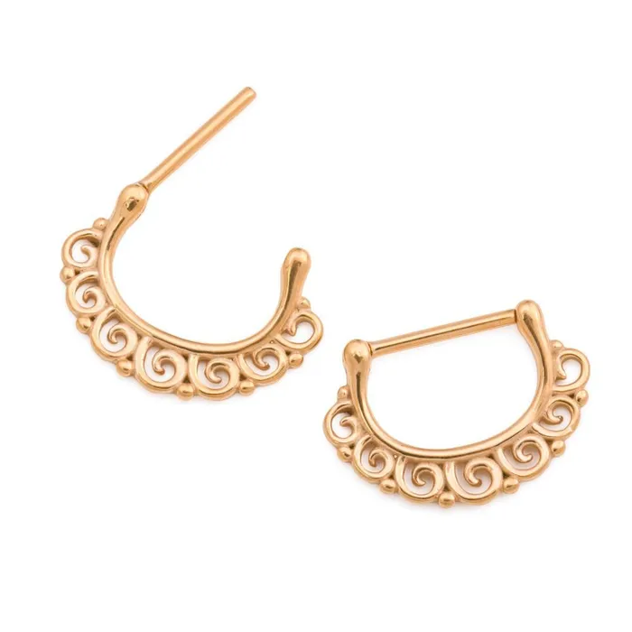 Anal Painful Pleasures 14g Spiraling PVD Gold Steel Nipple Clicker Price Per 1