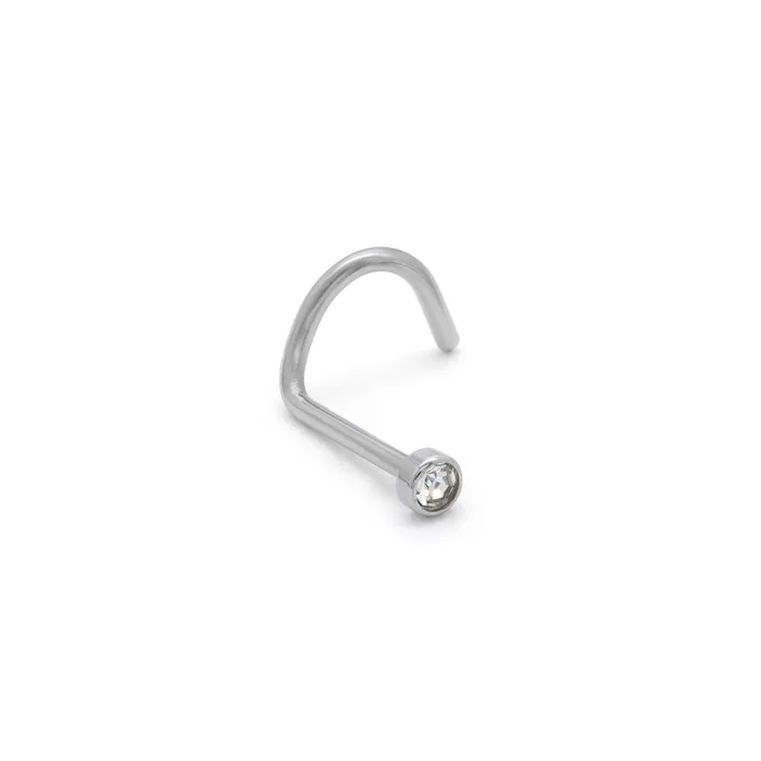 Anal Painful Pleasures 20g Bezel Set Flat Back Jeweled Nose Screw