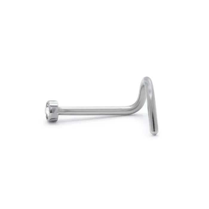 Anal Painful Pleasures 20g Bezel Set Flat Back Jeweled Nose Screw