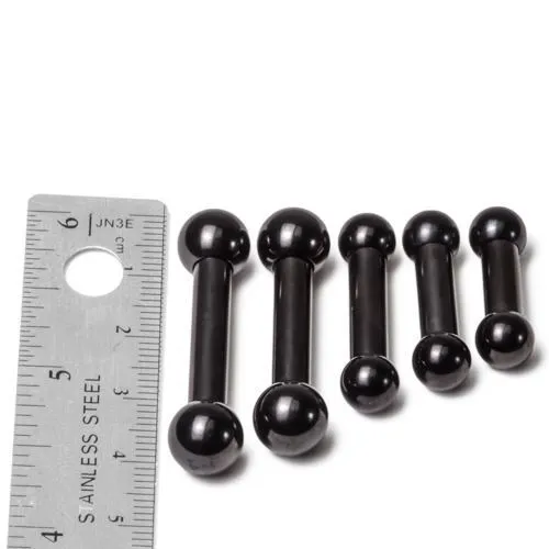 Anal Painful Pleasures 4g Black PVD Coated Steel Internal Straight Barbell 12 to 1
