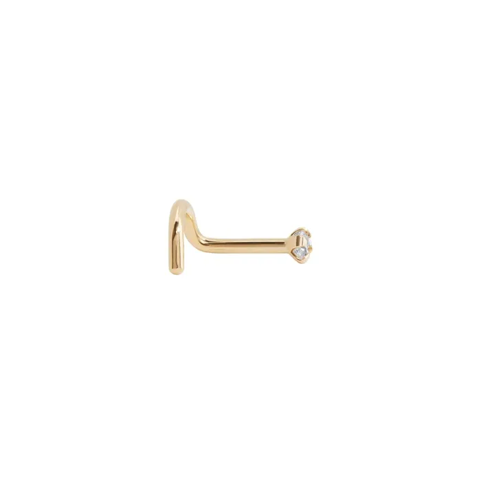 Anal Tilum 18g Yellow Gold 2mm Crystal Jewel Nose Screw Left Bend Tilum