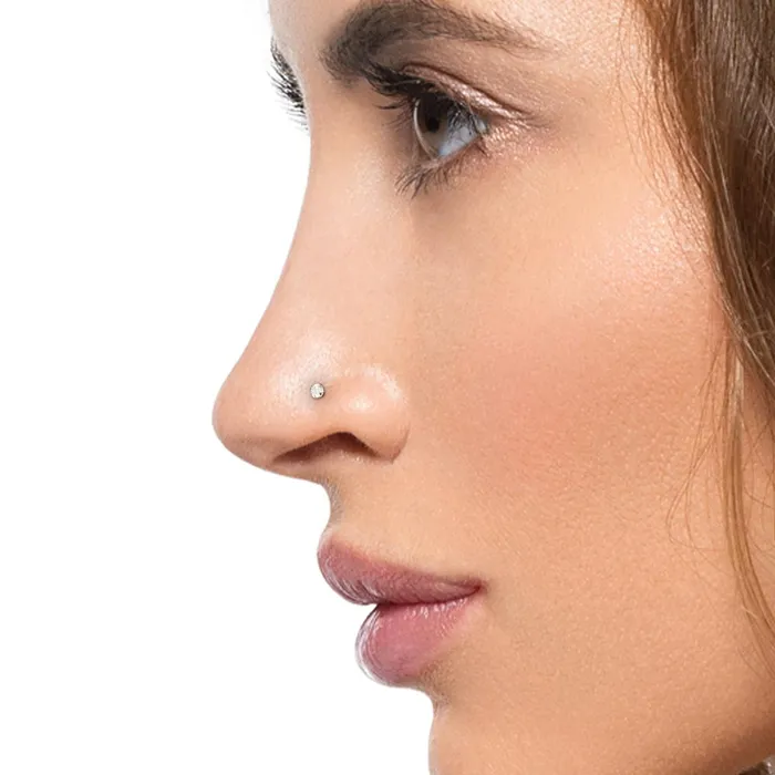 Anal Tilum 18g Yellow Gold 2mm Crystal Jewel Nose Screw Left Bend Tilum