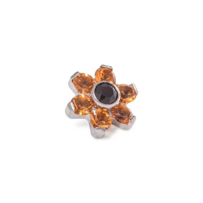 Anal Tilum Tilum 14g12g Internally Threaded Titanium Jewel Flower Top with Black Center Choose Petal Jewel Color Price Per 1 Anal Tilum Tilum 14g12g Internally Threaded Titanium Jewel Flower Top with Black Center Choose Petal Jewel Color Price Per 1
