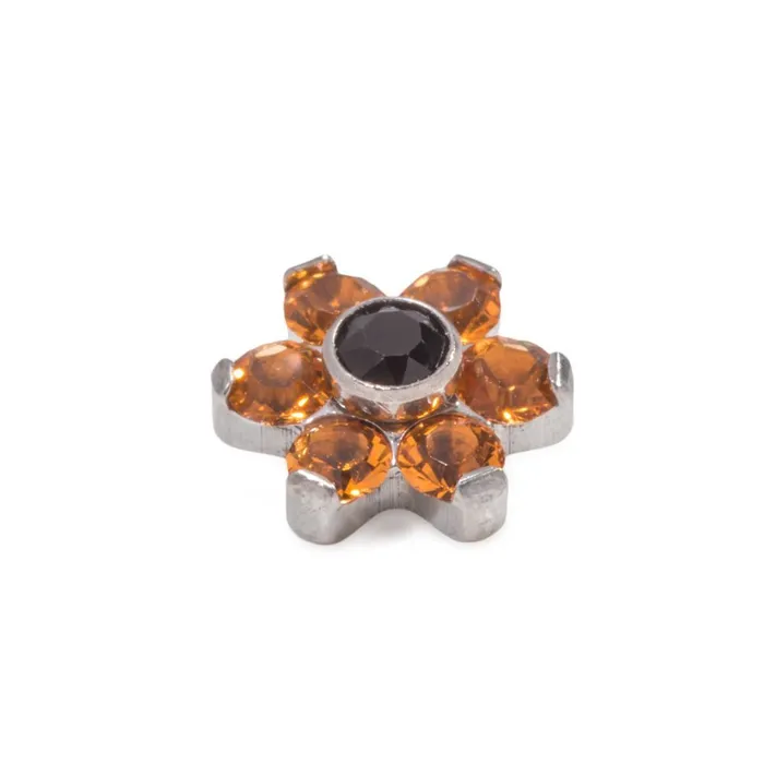 Anal Tilum Tilum 14g12g Internally Threaded Titanium Jewel Flower Top with Black Center Choose Petal Jewel Color Price Per 1