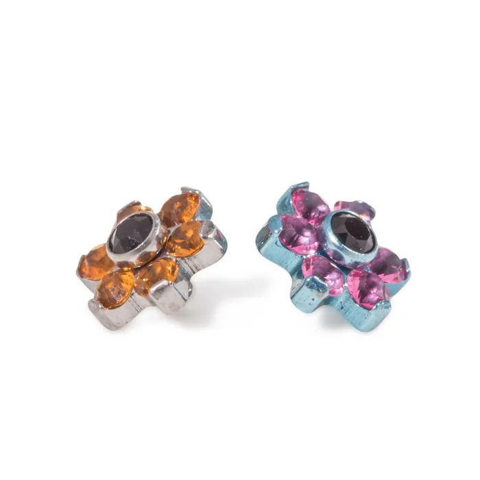 Anal Tilum Tilum 14g12g Internally Threaded Titanium Jewel Flower Top with Black Center Choose Petal Jewel Color Price Per 1
