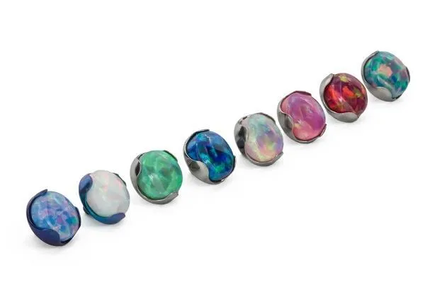 Anal Tilum Tilum 18g16g Titanium 3mm Opal ProngSet Flat Top Price Per 1