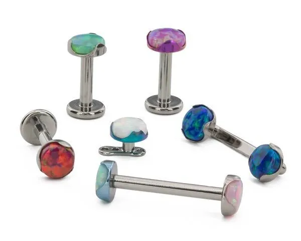 Anal Tilum Tilum 18g16g Titanium 3mm Opal ProngSet Flat Top Price Per 1