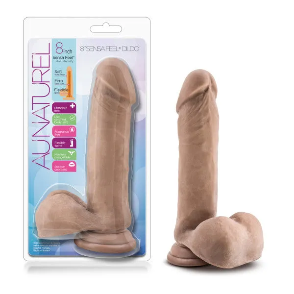 Blush Au Naturel 8 Inch Dual Density Suction Cup Dildo with Balls Caramel Dildos