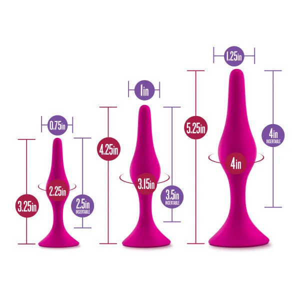 Blush Luxe Beginner 3 Plug Anal Trainer Set Various Colors Anal