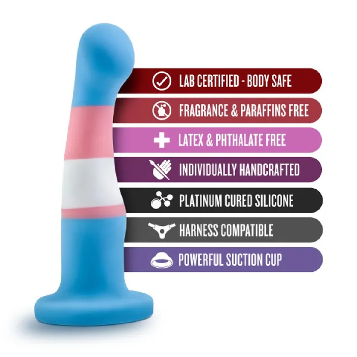 Blush Trans Pride 6 Inch Silicone Suction Cup Dildo Dildos