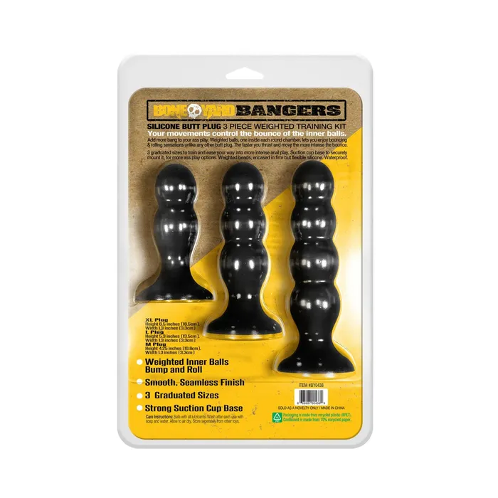 Boneyard Toys Bangers Silicone Butt Plug Weighted Training Kit Bone Yard Anal