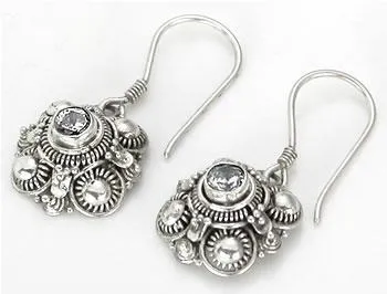 Cluster French Hook Bali Sterling Silver Earrings Painful Pleasures Anal