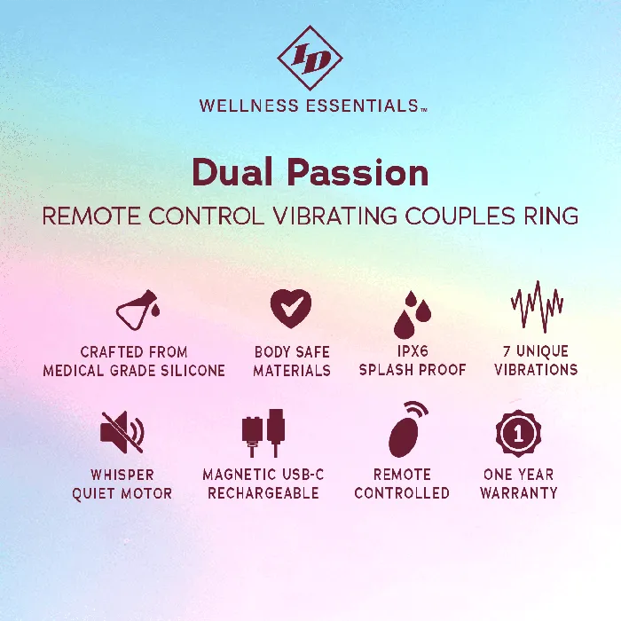 Couples ID Wellness Essentials Dual Passion Remote Control Vibrating Couples Ring Westridge Laboratories Inc