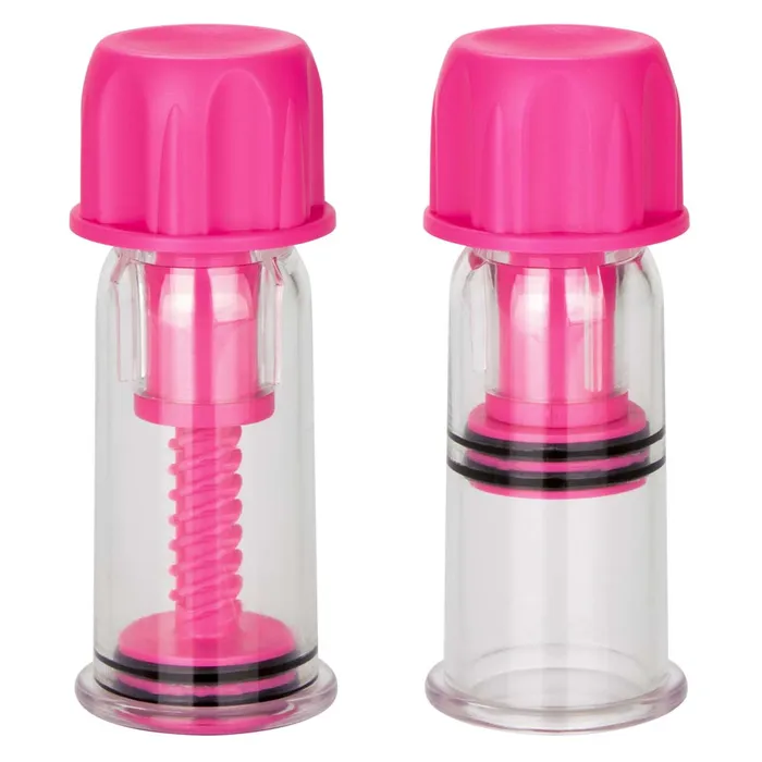 Couples Nipple Play Vacuum Twist Nipple Suckers Pink California Exotics