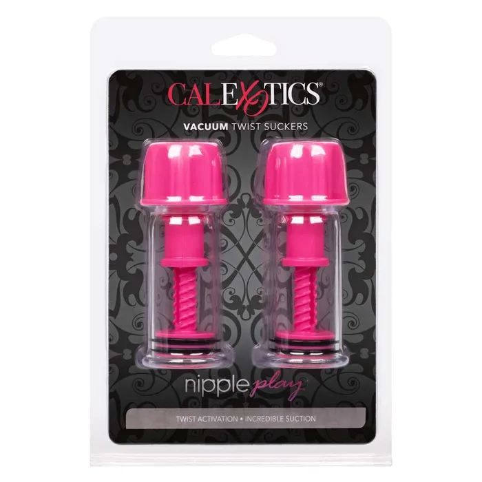 Couples Nipple Play Vacuum Twist Nipple Suckers Pink California Exotics