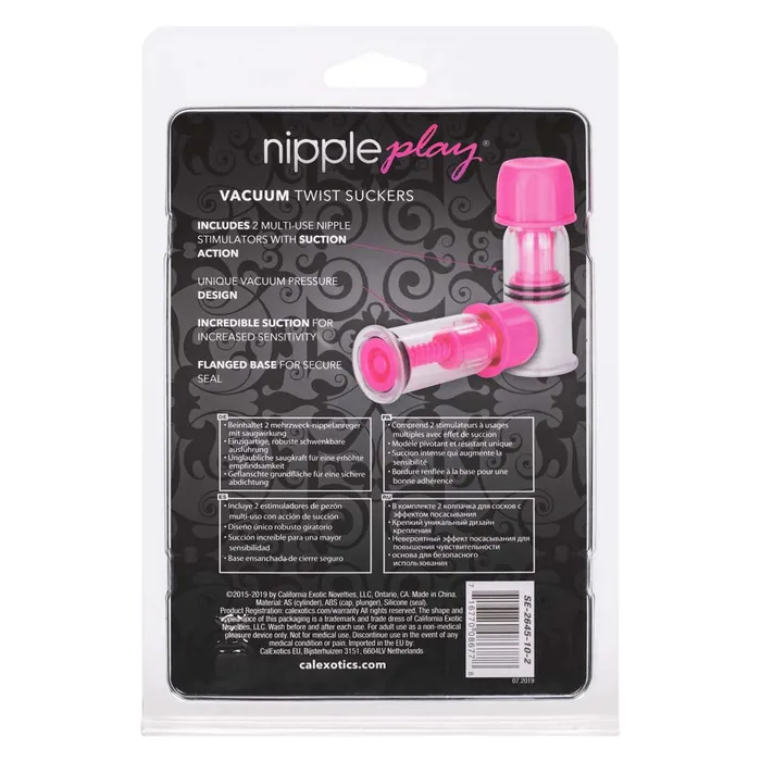 Couples Nipple Play Vacuum Twist Nipple Suckers Pink California Exotics