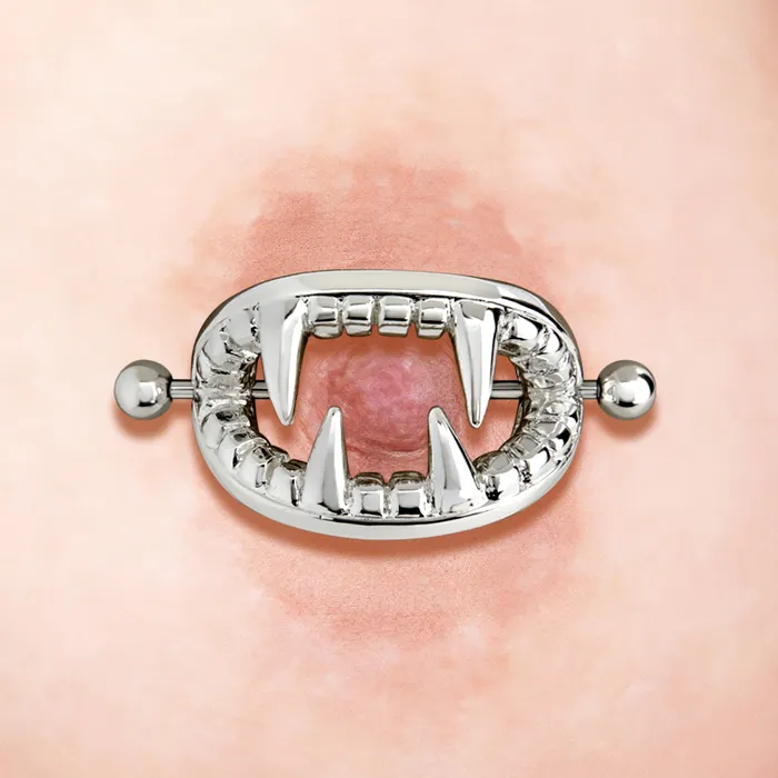 Couples Painful Pleasures 14g Vampire Teeth Nipple Ring Shield Price Per 1