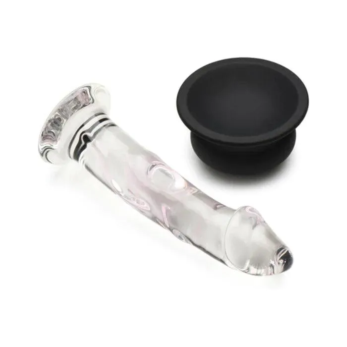 Curve Novelties Inc Pleasure Crystal Glass Dildo with Silicone Base 56 Inch Anal