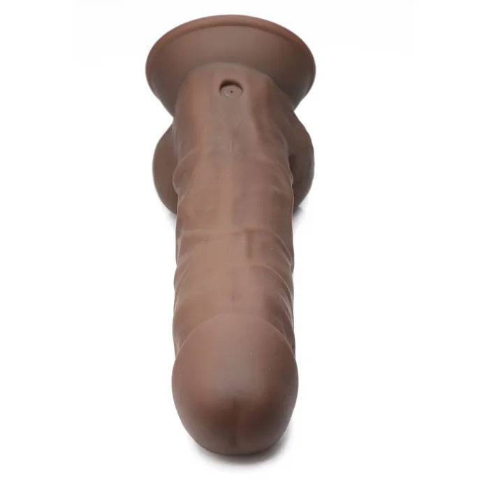Curve Toys Female Sex Toys Fleshstixxx 8 Inch Vibrating Silicone Dildo with Balls Chocolate