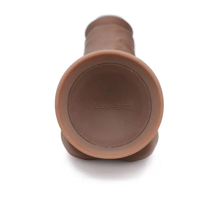 Curve Toys Female Sex Toys Fleshstixxx 8 Inch Vibrating Silicone Dildo with Balls Chocolate